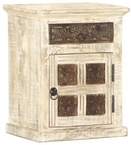 Mesa de cabeceira 40x30x50cm madeira de mangueira maciça branco
