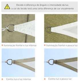 Vela de Sombra Triangular 6x6x6 m Toldo Vela de Poliéster com Proteção UV Aneis em Forma de D e Cordas para Jardim Pátio Piscina Creme