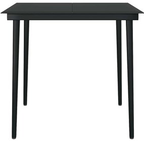 Conjunto de jantar jardim 5 peças almofadas vidro vime PE preto