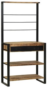 vidaXL Prateleira de cozinha Marrom e Preto 80 x 40 x 160 cm