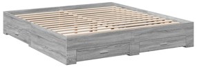 Estrutura de cama c/ gavetas derivados madeira cinza sonoma