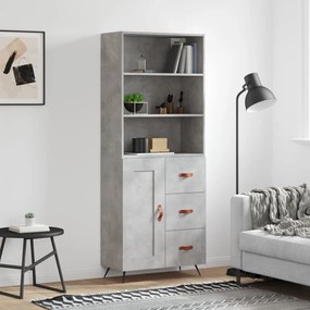 vidaXL Armário alto 69,5x34x180 cm derivados de madeira cinza cimento
