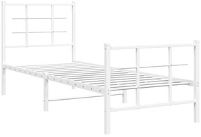 Estrutura de cama com cabeceira e pés 75x190 cm metal branco