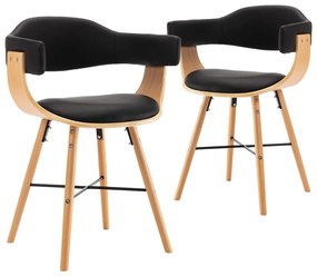 Cadeiras de jantar 2 pcs couro artificial preto madeira curvada - 183634
