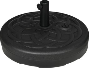 Outsunny Base Redonda Sombreiro Mastros 38mm 48mm Enchimento Areia 35kg Água 25L Estável Jardim Terraço Ø56x30,5cm Preto | Aosom Portugal