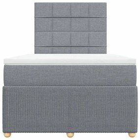 Cama boxspring com colchão 120x190 cm tecido cinzento-claro