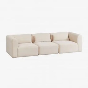 Sofá Modular De 3 Peças Fogler Bombazina Crema Linho - Sklum