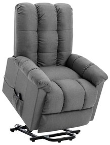 vidaXL Poltrona elevatória tecido cinzento-claro