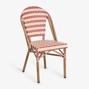 Cadeira De Jardim Empilhável De Alumínio Brielle Bistro Vermelho Burdeos - Beige Creme - Sklum