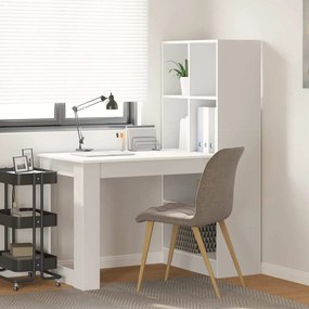 vidaXL Mesa com prateleira com armazenamento Branco 122 x 67 x 145 cm