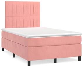 Cama box spring c/ colchão luzes e LED 120x190 cm veludo rosa