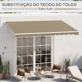 Tecido de Substituição para Toldo 382x240 cm (ESTRUTURA NÃO INCLUIDA) com Dobras Proteção UV Impermeável para Pátio Bege