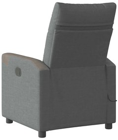 Poltrona de massagens reclinável tecido cinzento-escuro