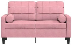 Sofá 2 lug. c/ almofadas decorativas 120 cm veludo rosa
