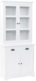 Aparador c/ 4 portas em MDF + madeira de pinho 80x40x180 cm