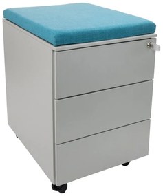 Bloco de Gavetas Metálico com Rodas e Almofada 400x600x530 mm Cinza - Riva