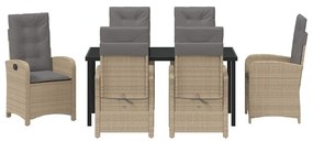 Conjunto de Jantar de Jardim com Almofadas Bege Rattan PE