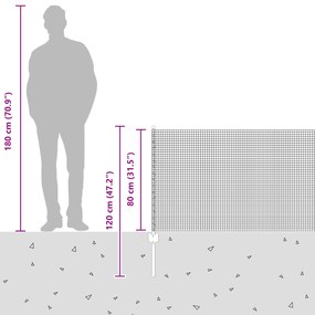 Cerca de Arame Soldado com 22 Postes Prateados 0.8x50 m Aço