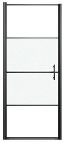 Porta de chuveiro meio vidro fosco temperado 81x195 cm preto
