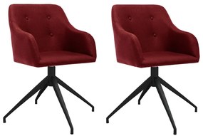 vidaXL Cadeiras de jantar giratórias 2 pcs tecido vermelho tinto