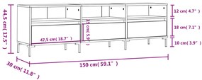 Móvel de TV 150x30x44,5 cm derivados de madeira cinza cimento