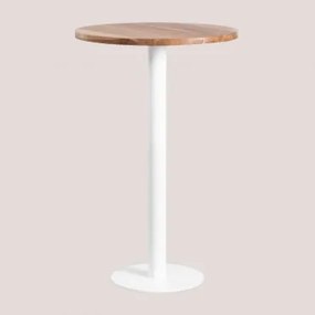 Mesa Alta De Bar Redonda Em Madeira De Acácia Macchiato Ø70 Cm & Branco - Sklum