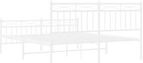 Estrutura de cama com cabeceira e pés 150x200 cm metal branco