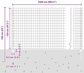Cerca Euro com 22 Postes U Prata 1,2x25 m Aço