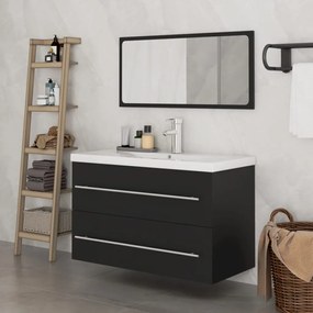 vidaXL 3 pcs conjunto de móveis de casa de banho preto