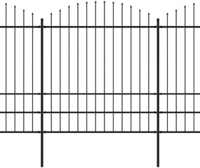 Cerca de jardim com topo em lanças (1,5-2)x13,6 m aço preto