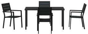 Conjunto de Jantar de 5 Peças Preto HDPE