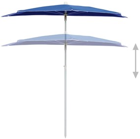 Guarda-sol semicircular com mastro 180x90 cm azul-ciano