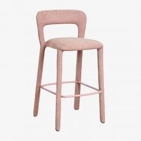 Banco Alto Com Encosto Estofado Brusel ↑75 Cm & Tecido Chenille Rosa Quartzo - Sklum