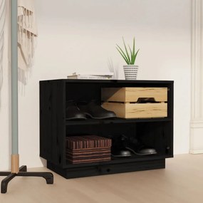 vidaXL Sapateira 60x34x45 cm madeira de pinho maciça preto