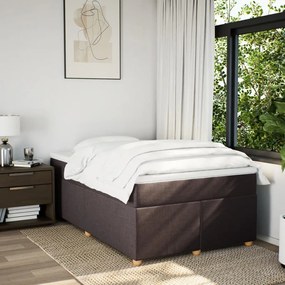 Cama com molas/colchão 120x200 cm tecido castanho-escuro