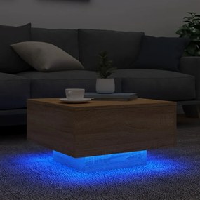 Mesa de centro com luzes LED 55x55x31 cm carvalho sonoma