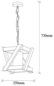 Candeeiro Suspenso Erebos – Preto e Madeira – 25 x 25 cm