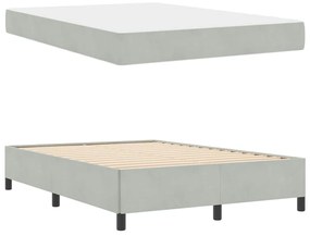 Estrutura da Cama Branco e Cinza Claro 160 x 200 cm Veludo