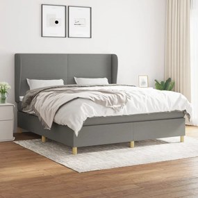 vidaXL Cama com molas/colchão 180x200 cm tecido cinzento-escuro