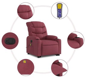 Poltrona de massagens reclin. elevatória tecido vermelho tinto