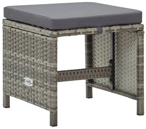 Bancos de jardim 4 pcs com almofadões vime PE cinzento