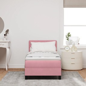 Cama Box Spring vidaXL com Colchão Rosa 80x200 cm Veludo