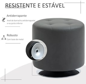 Apoio para os pés Otomano Giratório Banco Puff Redondo Estofado em Couro Sintético de Estilo Moderno para Dormitório Entrada Sala de Estar Ø45,5x44,5c