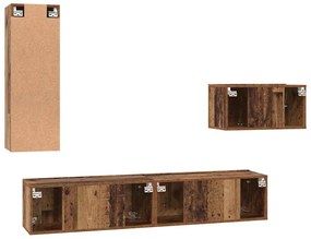 Conjunto de móvel de TV 4 pcs Madeira antiga 30.5 x 30 x 90 cm
