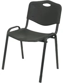 Cadeira Q-Connect Robledo Confidente Estrutura em Metal Preta com Encosto Pvc Ergonomica Preta 81x48x42 cm