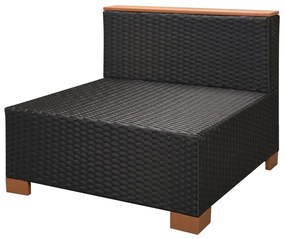 6 pcs conjunto lounge de jardim c/ almofadões vime PE preto