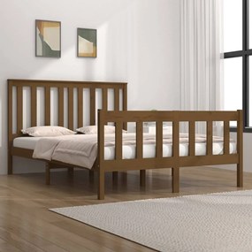 vidaXL Estrutura de cama 140x190 cm pinho maciço castanho-mel