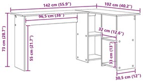 Secretária Cinzenta Cinzento Sonoma MDF Média Armazenagem