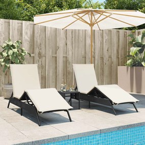 Espreguiçadeiras com mesa 2 pcs vime PE preto