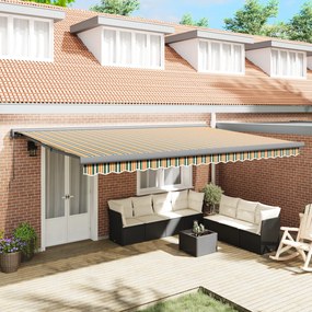 vidaXL Toldo Retrátil Automático Verde e Amarelo 500x300 cm